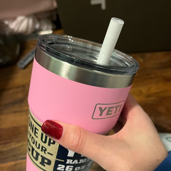 Yeti Pink 26oz Rambler with straw lid - Picture 6 of 7